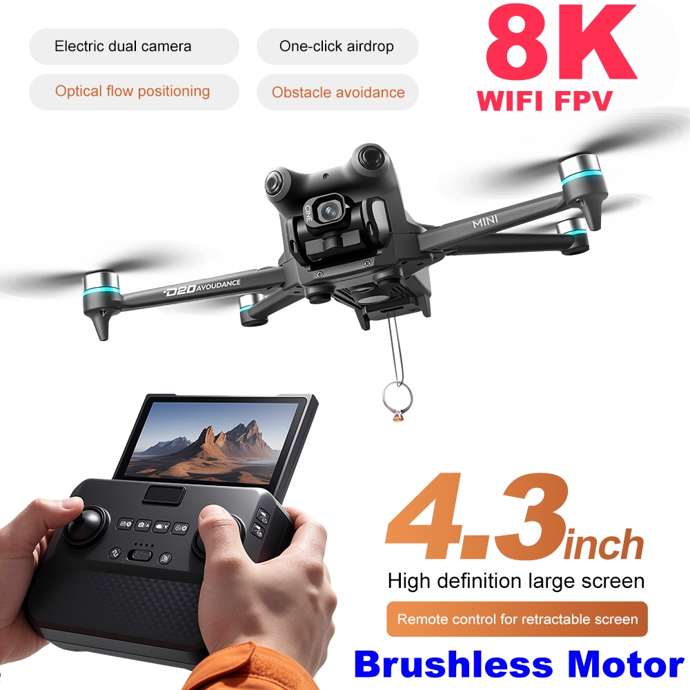 Fpv Brushless Rc Drone 4K - โดรนหน้าจอไร้แปรงถ่านพร้อมกล้องคู่ Wifi Fpv ระบบหลบหลีกสิ่งกีดขวาง ควอดคอปเตอร์ไร้แปรงถ่านพร้อมหน้าจอ รีโมทคอนโทรล