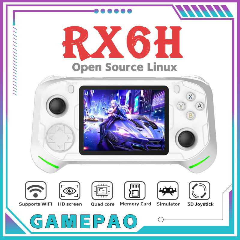 Retro Handheld Game Console R36S - โอเพ่นซอร์ส RX6H เรโทรคอนโซลวิดีโอเกมพกพา ระบบ Linux หน้าจอ