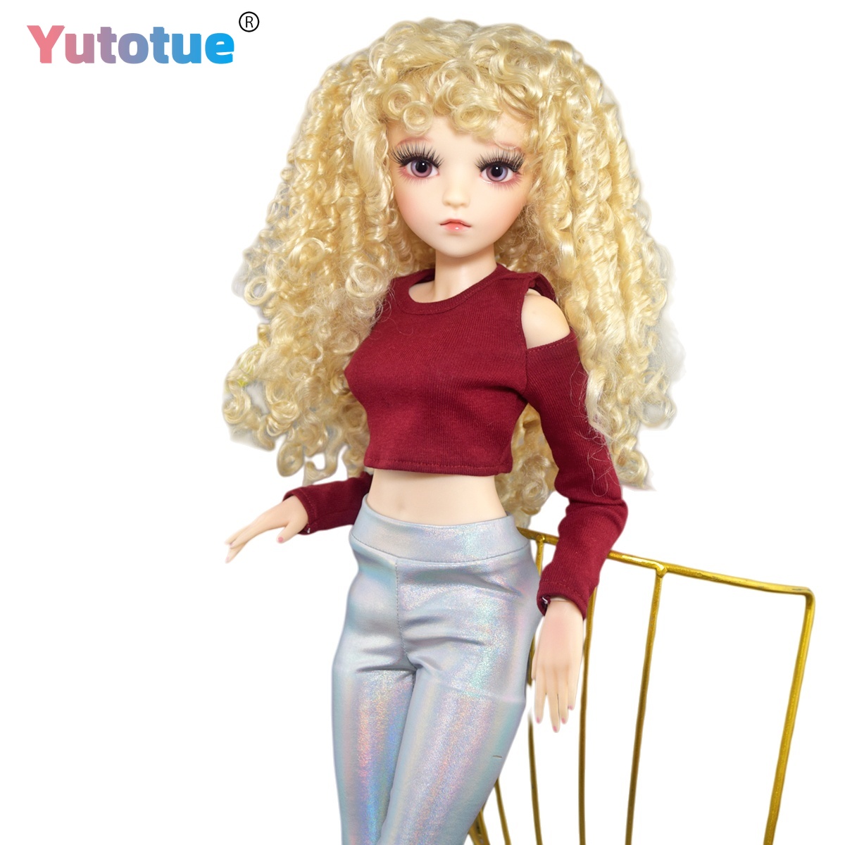 Bjd Doll 1 6 Full Set With Clothes - ตุ๊กตาเด็กผู้หญิง YUTOTUE สูง 60 ซม. ผมบลอนด์หยิก
