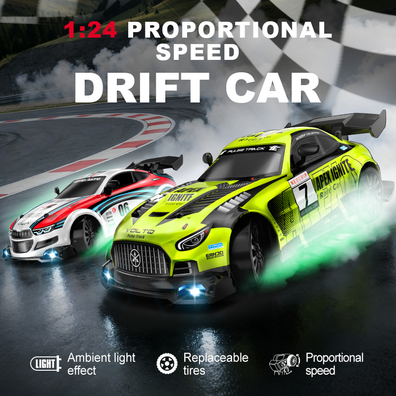 Rc Drift Car 1 24 Scale 4Wd - รถดริฟท์บังคับวิทยุ 4WD ขนาด 1:24 พร้อมไฟ LED