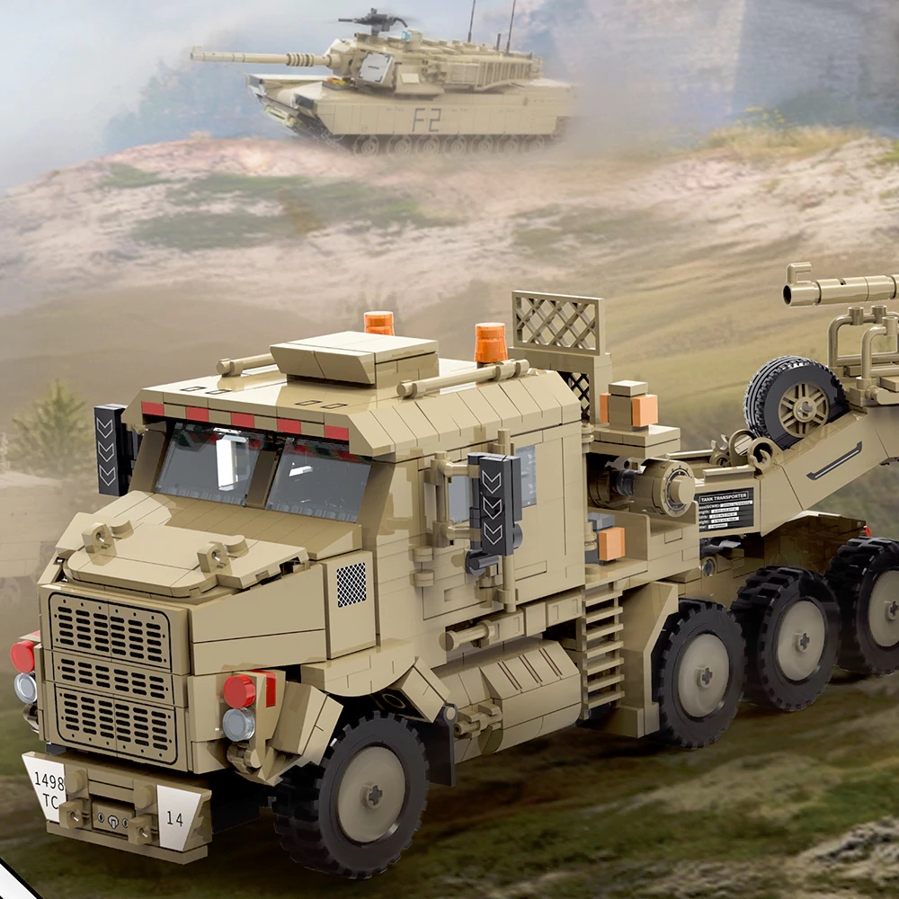 Lego Compatible Military Tank - ชุดตัวต่อรถหุ้มเกราะ M1070 สงครามโลกครั้งที่ 2 ของทหาร พร้อมฟิกเกอร์
