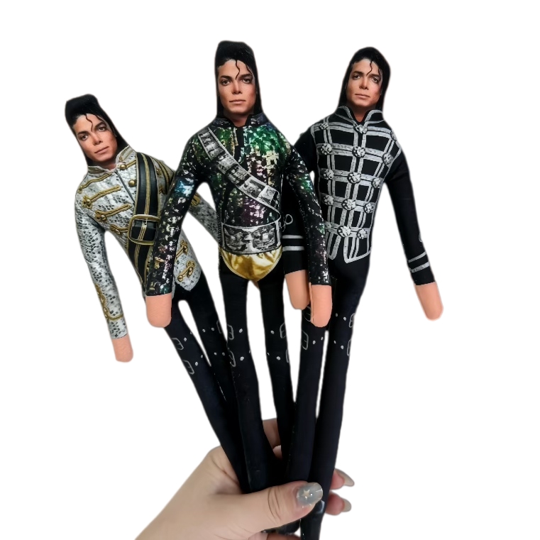 Dolls - ตุ๊กตาไมเคิล แจ็คสันแบบยืดหยุ่นได้ พร้อมโครงลวดเหล็ก ตุ๊กตาหนูแบบนามธรรมที่สามารถจัดท่าทางได้ ของสะสมสำหรับแฟนคลับ ใช้ตกแต่งและเป็นของขวัญ