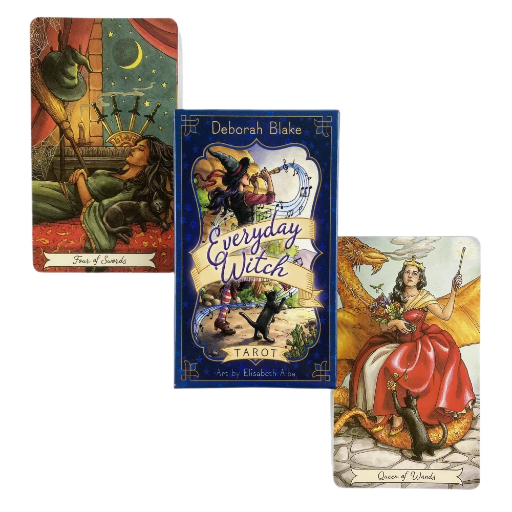 Tarot Cards Deck With Guidebook - ไพ่ทาโรต์แม่มดทุกวันดาดฟ้า Oracle หนังสือคู่มืออิเล็กทรอนิกส์ 78 ชิ้นเวอร์ชันภาษาอังกฤษทุกวันแม่มดไพ่ทาโรต์การ์ดเกมกระดาน