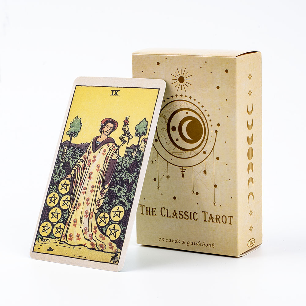 Tarot Cards Deck With Guidebook - เกมกระดานไพ่ทาโรต์คลาสสิกสําหรับผู้เริ่มต้น 78 ชิ้น 10.4x6.1 ซม. การ์ด