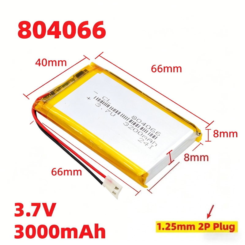 Retro Handheld Game Console R36S - แบตเตอรี่ลิเธียมโพลิเมอร์ความจุสูง 804066 3.7V 3000mAh 2P หัวเสียบ