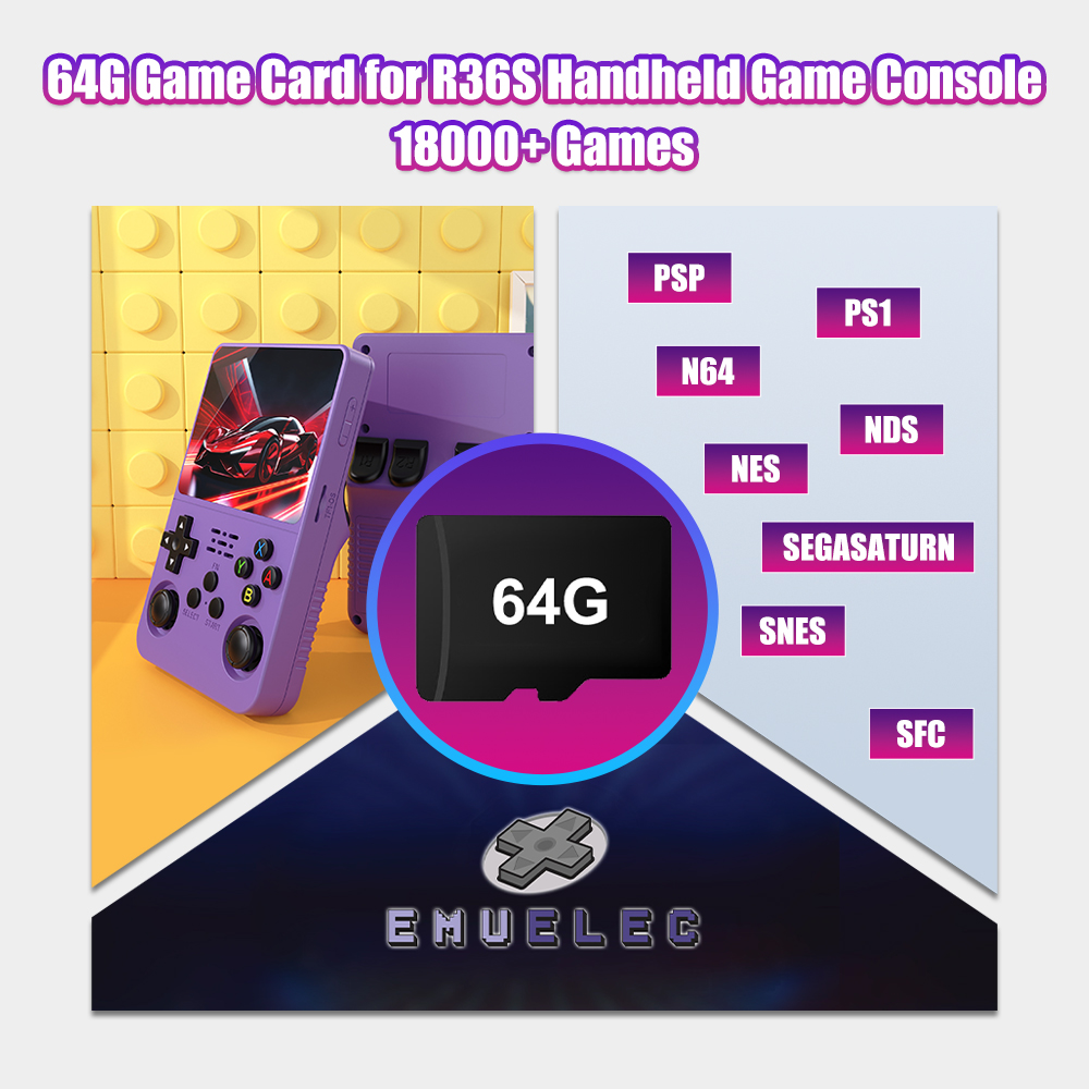 Retro Handheld Game Console R36S - 64G เกม TF Card สําหรับ R36S