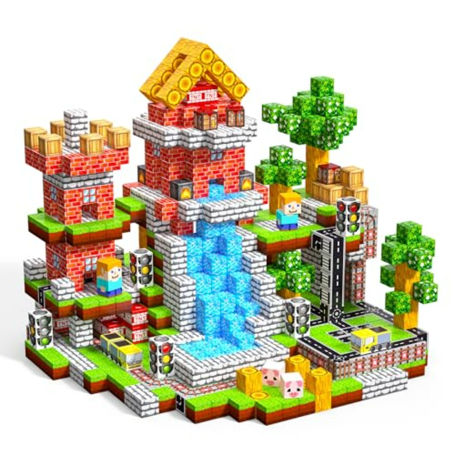 Magnetic Building Tiles Set 100Pcs - บล็อกแม่เหล็ก 100 ชิ้น, ชุดตัวต่อแม่เหล็กขนาด 0.8 นิ้ว