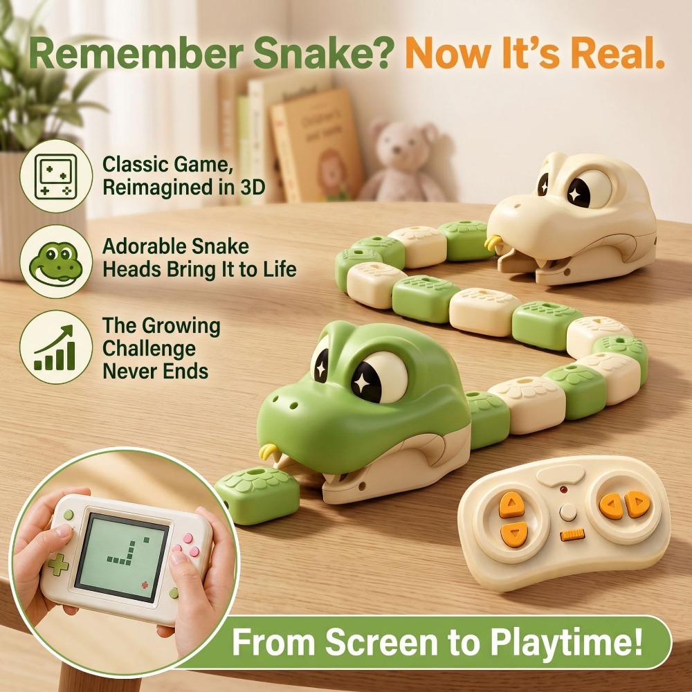 Educational Toys - ของเล่นงูแม่เหล็กควบคุมระยะไกลแบบแข่งขันสองคน รถบังคับวิทยุแบบแม่เหล็ก