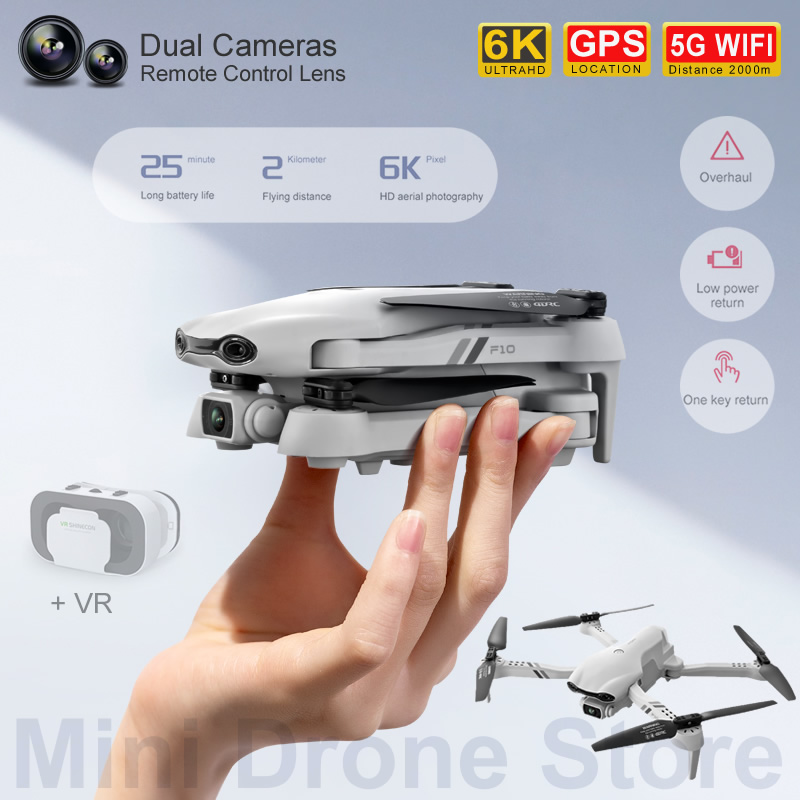 Fpv Brushless Rc Drone 4K - F10เฮลิคอปเตอร์ของเล่นของขวัญ GPS Drone VR 4K/6K HD