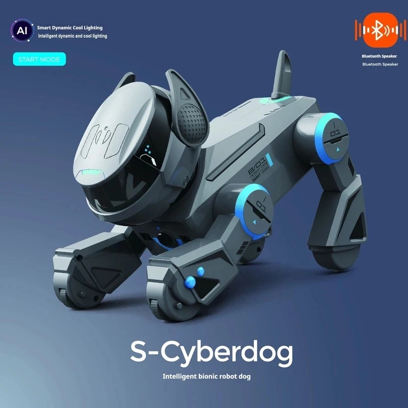 Remote Control Toys - หุ่นยนต์สุนัขอัจฉริยะ AI ควบคุมด้วยท่าทางและสัมผัส พร้อมลำโพงบลูทูธ ควบคุมเพลงได้ ไฟส่องสว่างสุดเท่