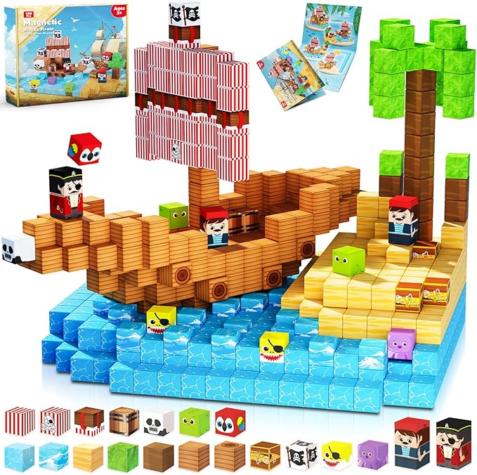 Magnetic Building Tiles Set 100Pcs - บล็อกแม่เหล็ก - ชุดสร้างโลกแม่เหล็กของฉัน 100 ชิ้น, ตัวต่อแม่เหล็ก
