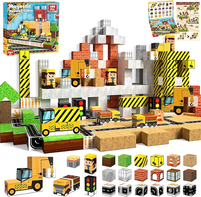 บล็อกแม่เหล็ก 100 ชิ้น, บล็อกต - Magnetic Building Tiles Set 100Pcs บทวิจารณ์และราคา
