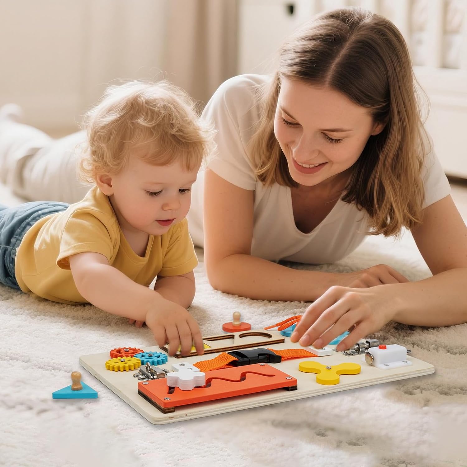 กระดานมอนเตสซอรี่สำหรับเด็กเล็ - Montessori Wooden Busy Board Toddler บทวิจารณ์และราคา