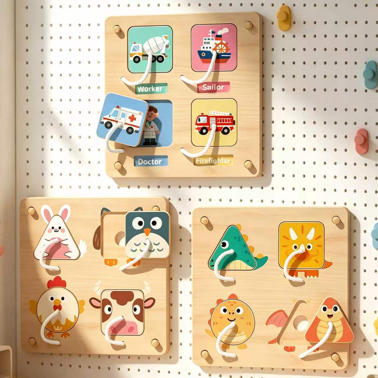 บอร์ดไม้มอนเตสซอรี่สำหรับกิจกร - Montessori Wooden Busy Board Toddler บทวิจารณ์และราคา