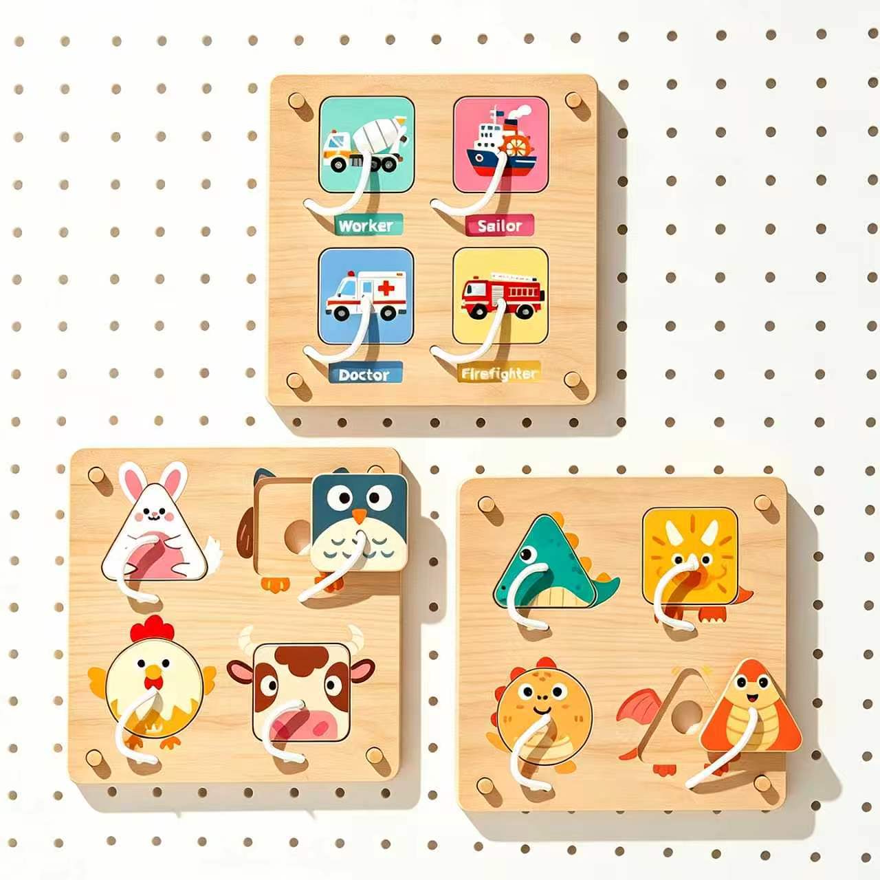 บอร์ดไม้มอนเตสซอรี่สำหรับกิจกร - Montessori Wooden Busy Board Toddler บทวิจารณ์และราคา
