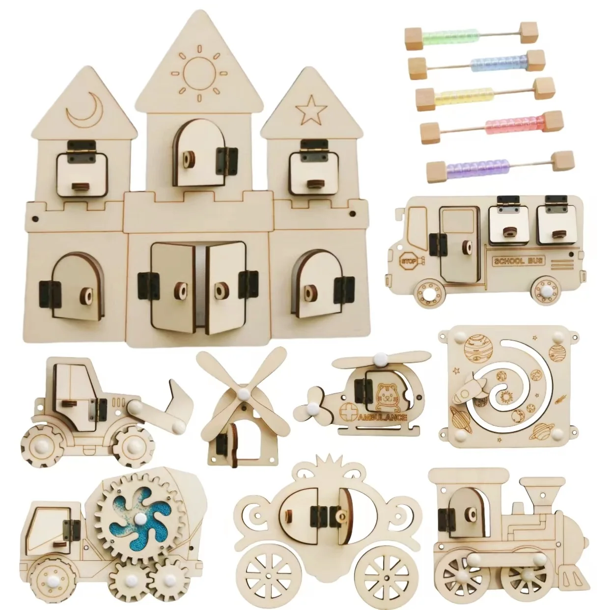 Montessori Busy Board DIY ไม้อ - Montessori Wooden Busy Board Toddler บทวิจารณ์และราคา