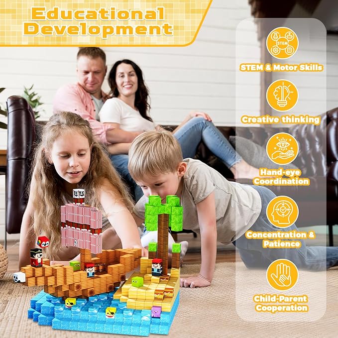 บล็อกแม่เหล็ก - ชุดสร้างโลกแม่ - Magnetic Building Tiles Set 100Pcs บทวิจารณ์และราคา